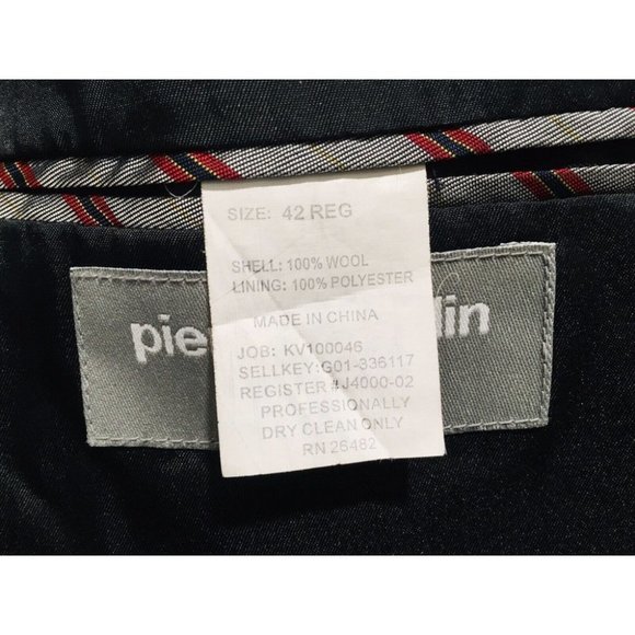 Pierre Cardin Men's 100% Wool Pin Striped Black Suit 42R 2 Piece - Picture 8 of 16